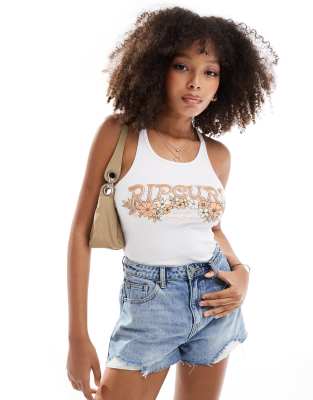 Ripcurl endless summer ribbed tank crop top in white 