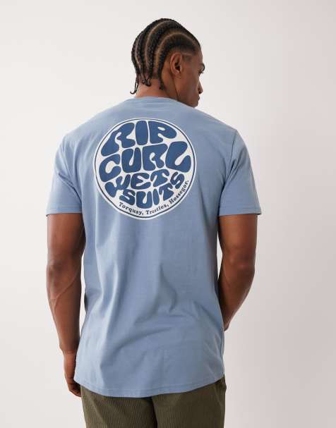 Ripcurl - Falmet denimblå T-shirt med 'Wettie'-print - view 1