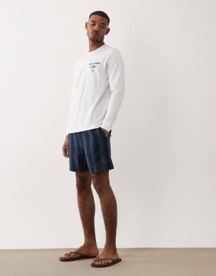 Gestreifte Volley-Shorts in Marineblau Marineblau S