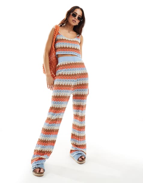 Ripcurl santorini sun crochet beach crop top co-ord in multi - view 1