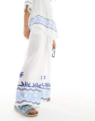 Ripcurl Ripcurl santorini sun printed beach trouser co-ord in white