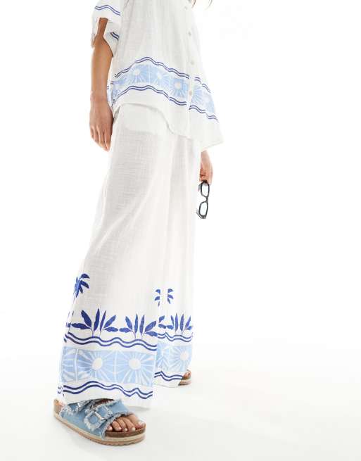 Ripcurl – Santorini Sun – Strandhose in Weiß mit Muster, Kombiteil