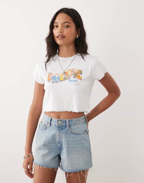 Ripcurl - T-shirt corta da spiaggia bianca con stampa grafica - view 1