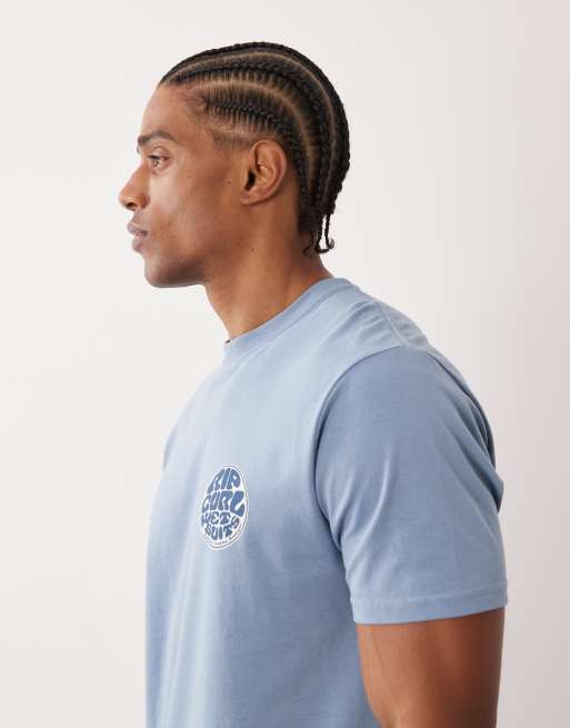 Ripcurl - T-shirt in denim sbiadito con stampa effetto bagnato, 4 di 5