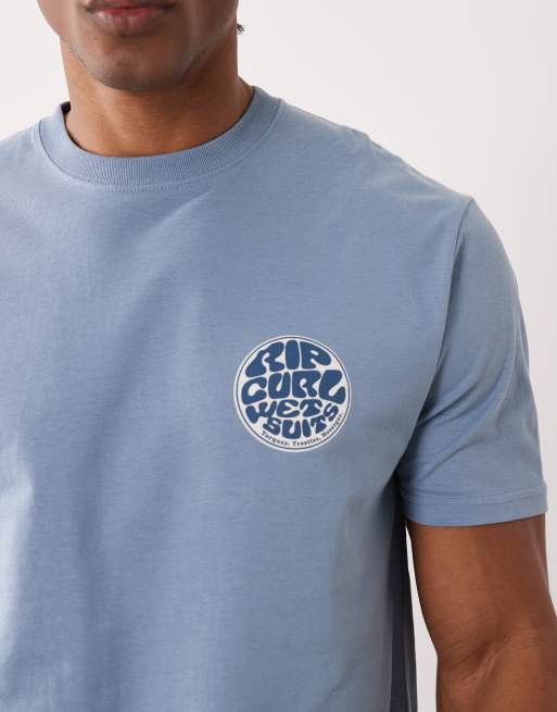 Ripcurl - T-shirt in denim sbiadito con stampa effetto bagnato, 5 di 5