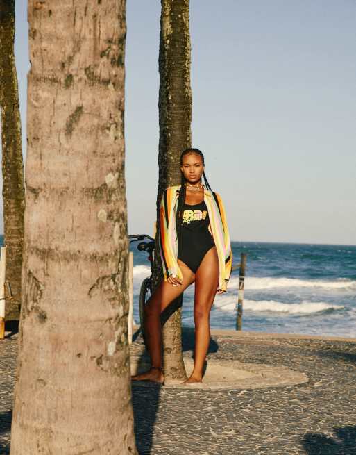 Ripcurl X Farm Rio - Camicia da mare a righe multicolore