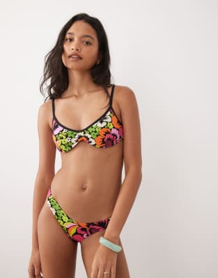 Ripcurl X Farm Rio Floral Print Underwire Bikini Top In Multi