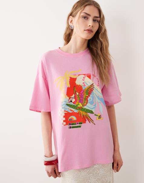 Ripcurl x Farm - Rio - T-shirt oversize à imprimé graphique - Rose clair - view 1