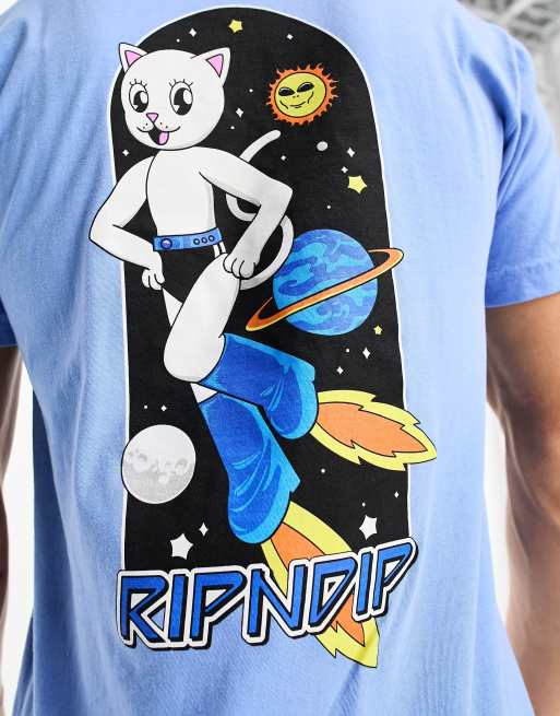 RIPNDIP astro T-shirt in blue with chest and back print