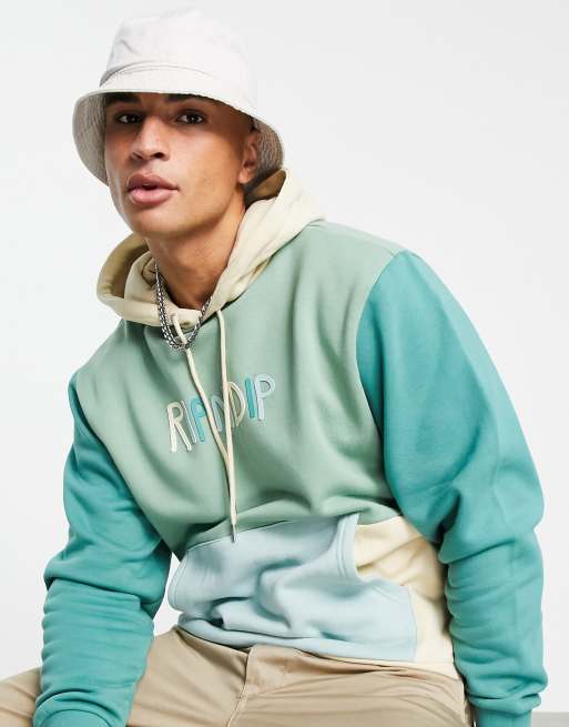 RIPNDIP color block rubber logo hoodie in green multi