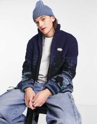 Rip N Dip RIPNDIP cosmic meadow full zip fleece jacket in all over print-Navy