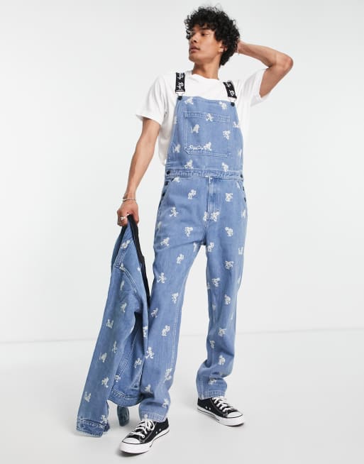 RIPNDIP dance party denim overalls in blue