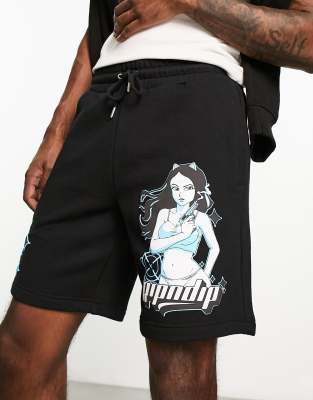 RIPNDIP Desperado jersey shorts in black with placement print (part of a set)