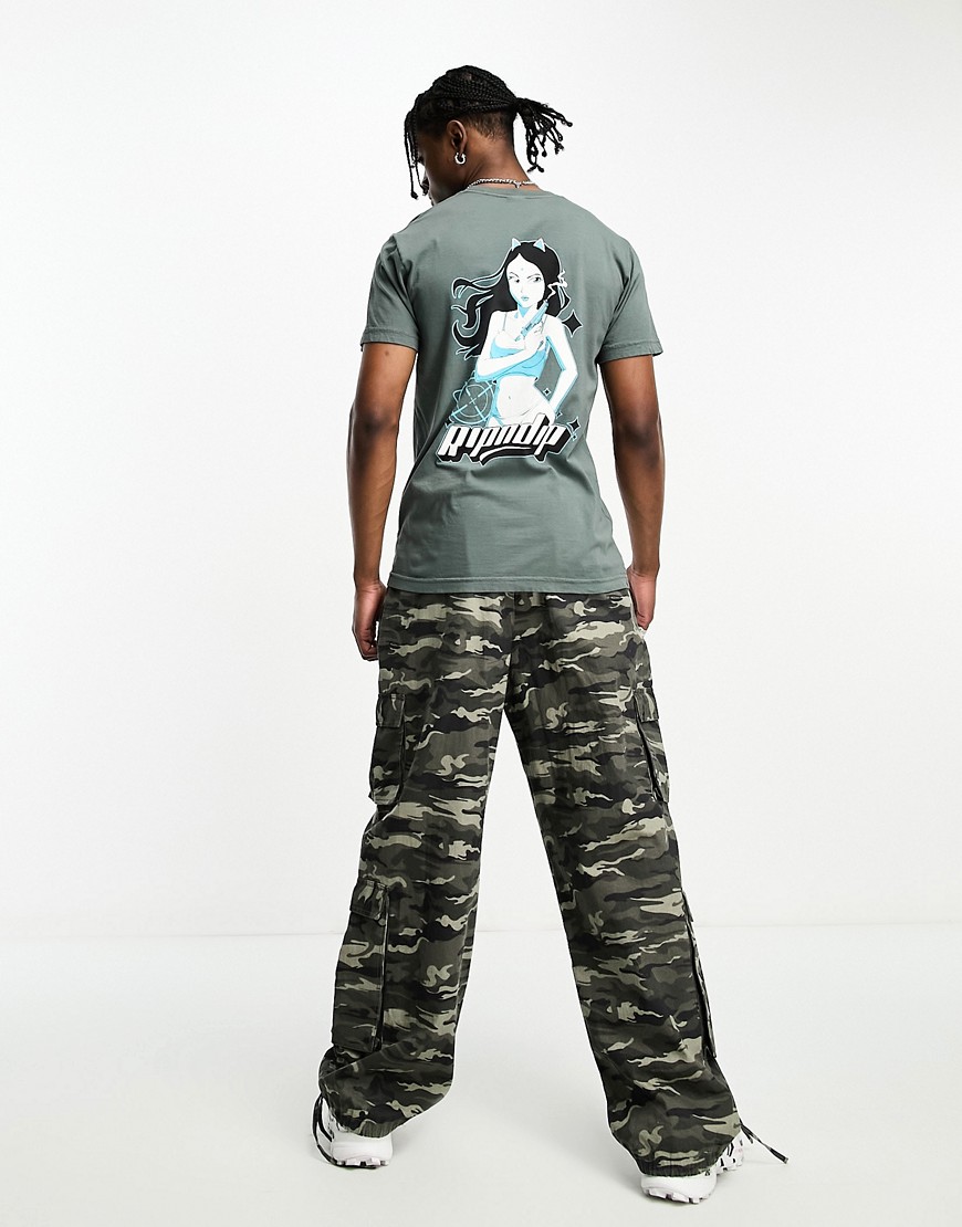 RIPNDIP desperado t-shirt in charcoal with chest and back print-Grey
