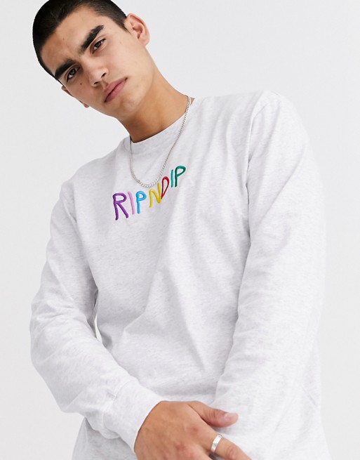 RIPNDIP EMB Logo long sleeve t-shirt in grey