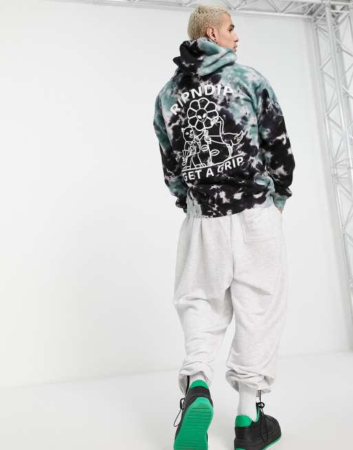 RIPNDIP - Get a grip - Sweat à capuche effet tie-dye - Noir/vert