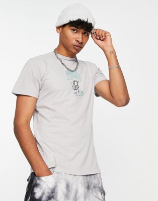 RIPNDIP gimme space t-shirt in light grey with chest print - ASOS Price Checker