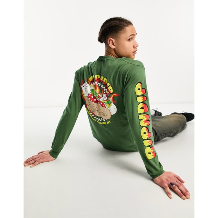 RIPNDIP glizzy long sleeve t-shirt in green with multiple