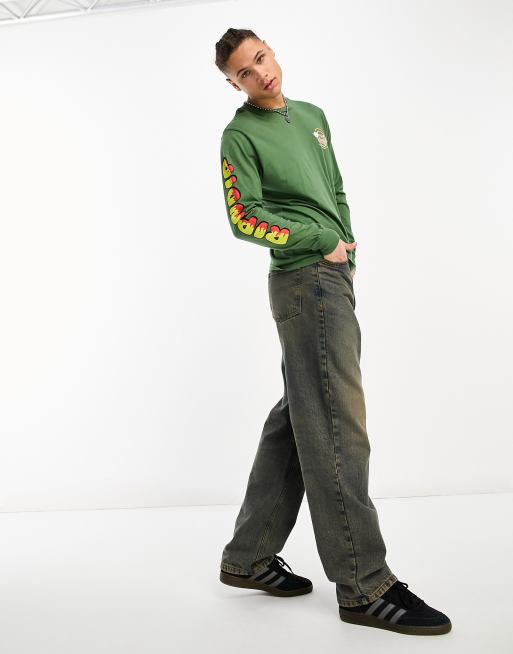Rip N Dip 長袖 Tシャツ グリーン系 Glizzy Long Sleeve Tee RIPNDIP glizzy long sleeve t-shirt in green with multiple