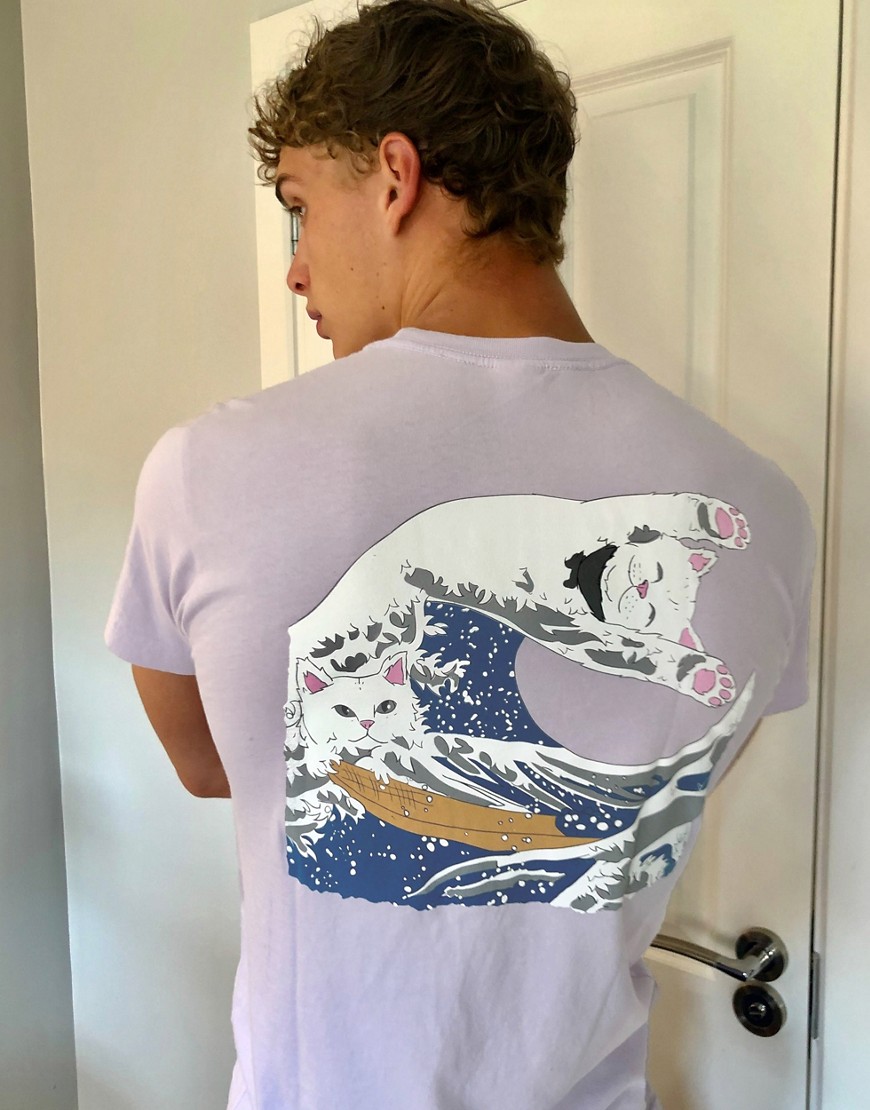 RIPNDIP - Great Wave - T-shirt lavanda con stampa sul retro-Viola
