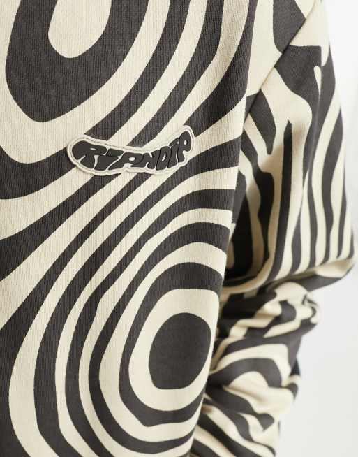 RIPNDIP hypnotic co-ord hoodie in black and white all over swirl print, 3 of 4