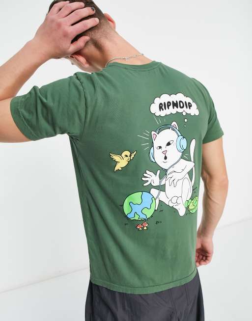 RIPNDIP I like turtles t-shirt in green with chest and back print