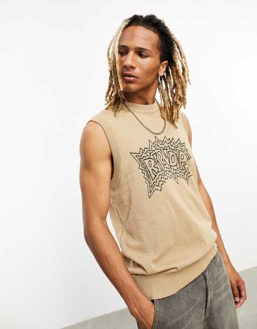 Printed sleeveless t clearance shirts