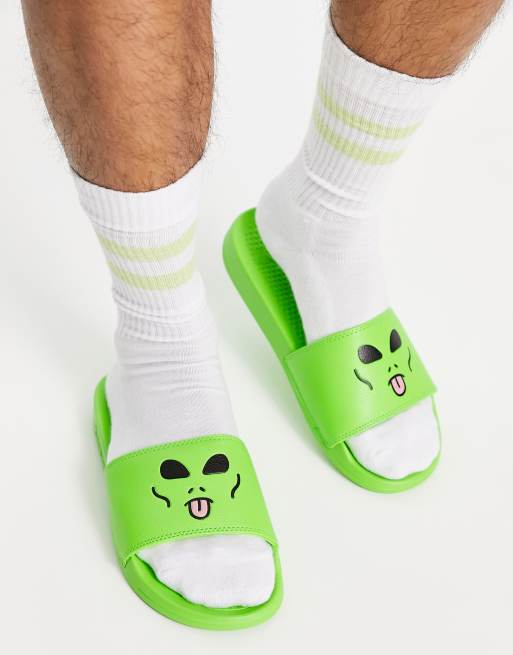 RIPNDIP lord alien face slides in green ASOS