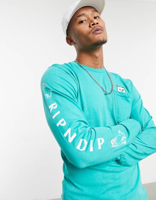 RIPNDIP Lord Nermal pocket long sleeve top in teal