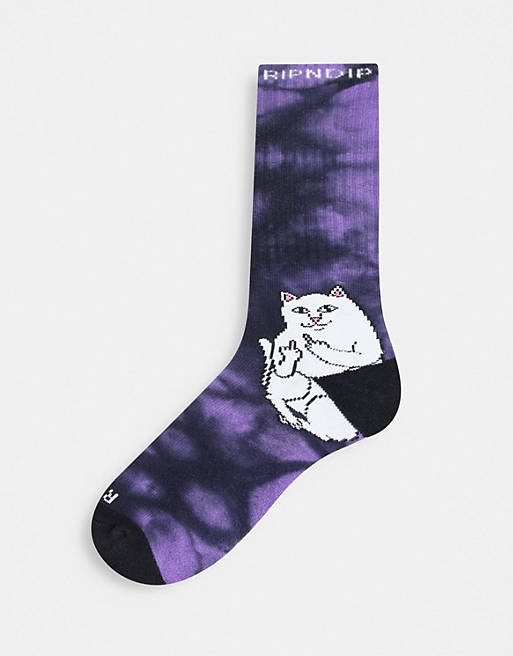 RIPNDIP Lord Nermal tie dye socks in purple