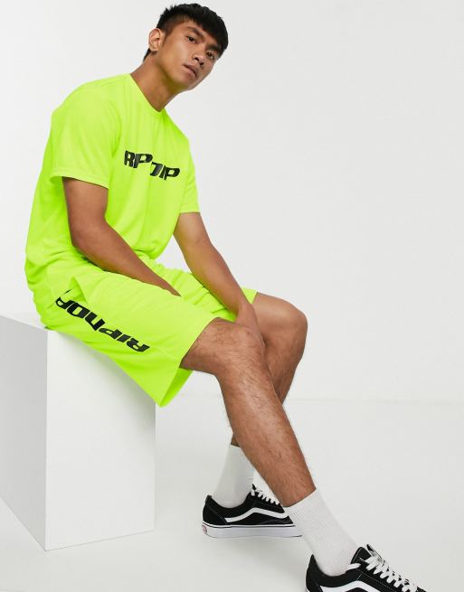 RIPNDIP MBN Stripe Soccer shorts in neon green