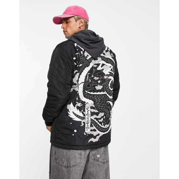 RIPNDIP mystic nerm quilted bomber jacket in black with sleeve and