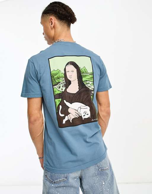RIPNDIP - Nerma Lisa - Skiferblå T-shirt med print på brystet og ryggen