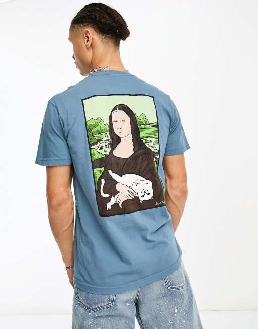 RIPNDIP nerma lisa t shirt in slate blue with chest and back print