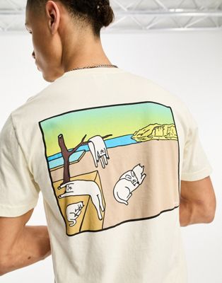 RIPNDIP nermali t-shirt in off white with chest and back print
