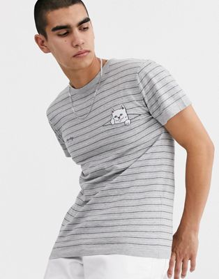 RIPNDIP - Peeking Nermal - Gestreept T-shirt in grijs