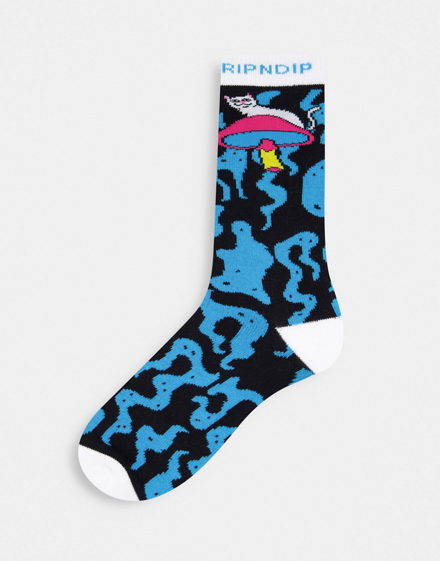 RIPNDIP psychedelic logo socks in blue-Blues