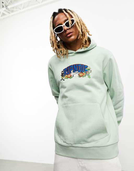 RIPNDIP pullover hoodie in sage green with varsity logo print