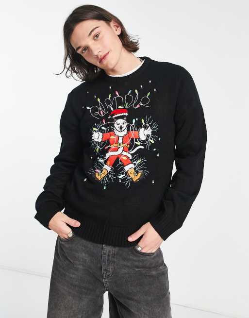 RIPNDIP santa knitted jumper in black with graphic knit detail ASOS