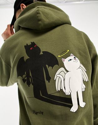 RIPNDIP shadow friend hoodie in green with chest and back print