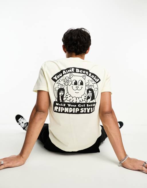 RIPNDIP short sleeve t-shirt in beige with lei'd chest and back print