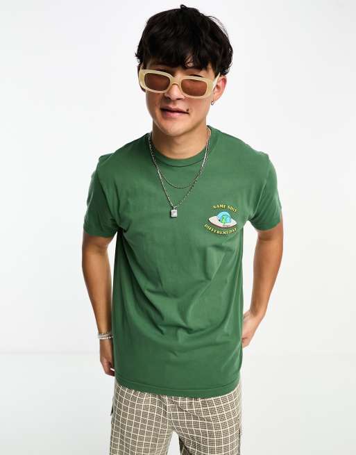 RIPNDIP short sleeve t-shirt in green with different day chest and back print, 4 of 4