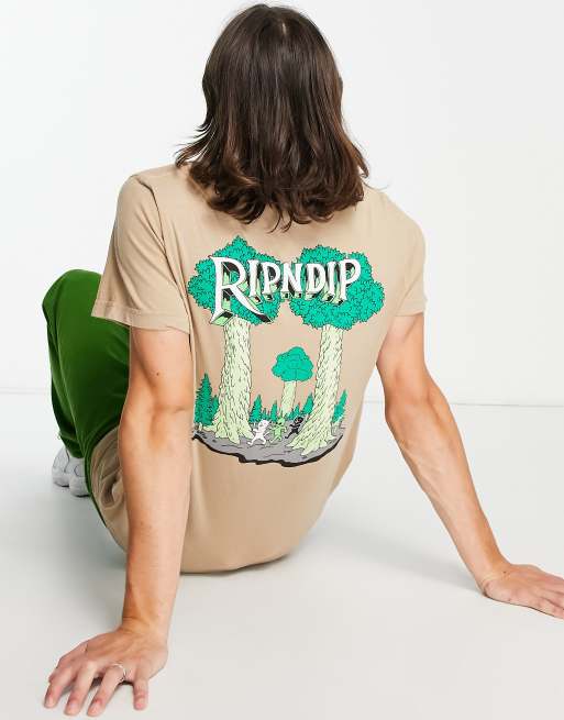 RIPNDIP - T-shirt con stampa sul petto e sul retro, colore beige, 4 di 4