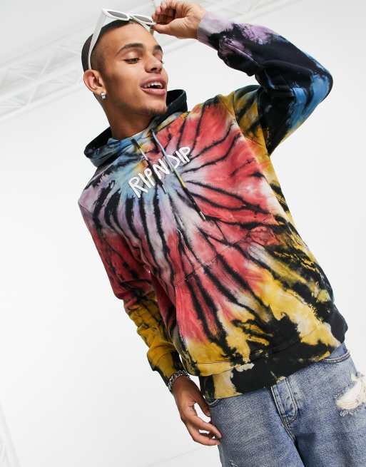 RIPNDIP tie dye rubber logo hoodie in multi