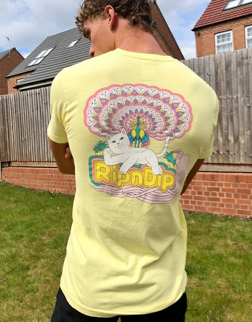 RIPNDIP Tropic Paradise t-shirt with back print in yellow
