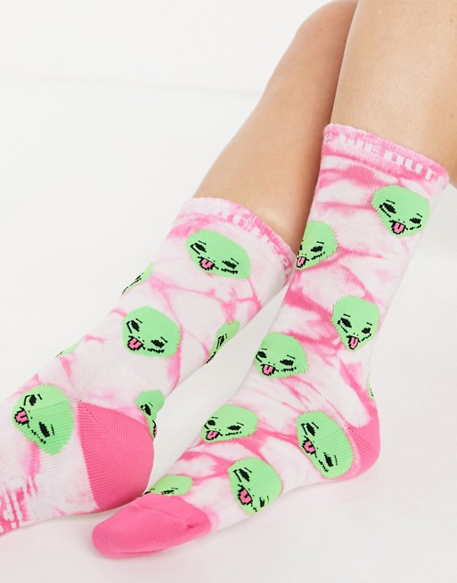 RIPNDIP We Out Here socks in pink/green