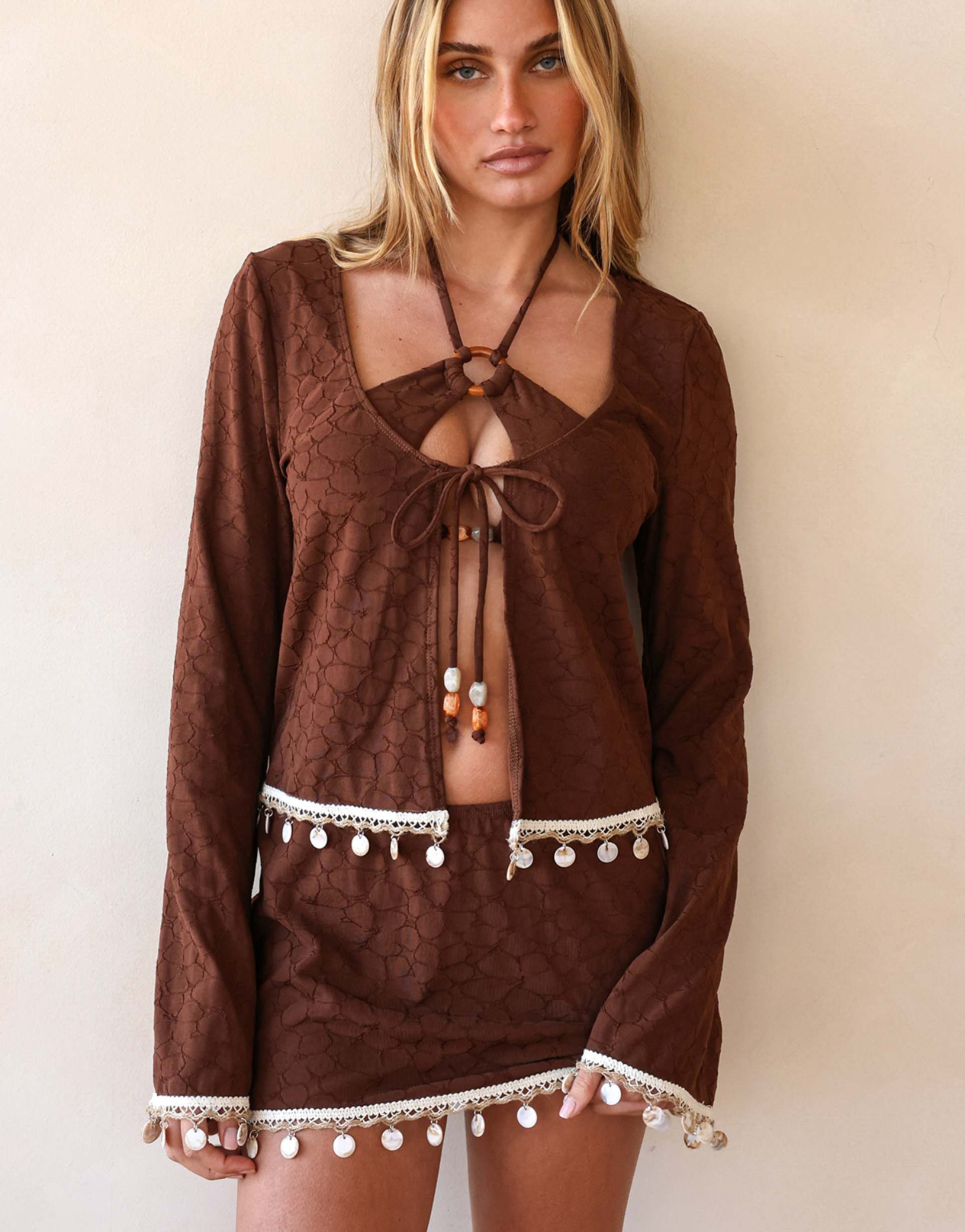 ris-k ris-k firecracker mini skirt in cappuccino