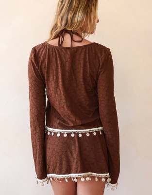 Ris-k Firecracker Mini Skirt In Brown