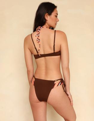 Ris-k Tease Bralette Bikini Top In Brown