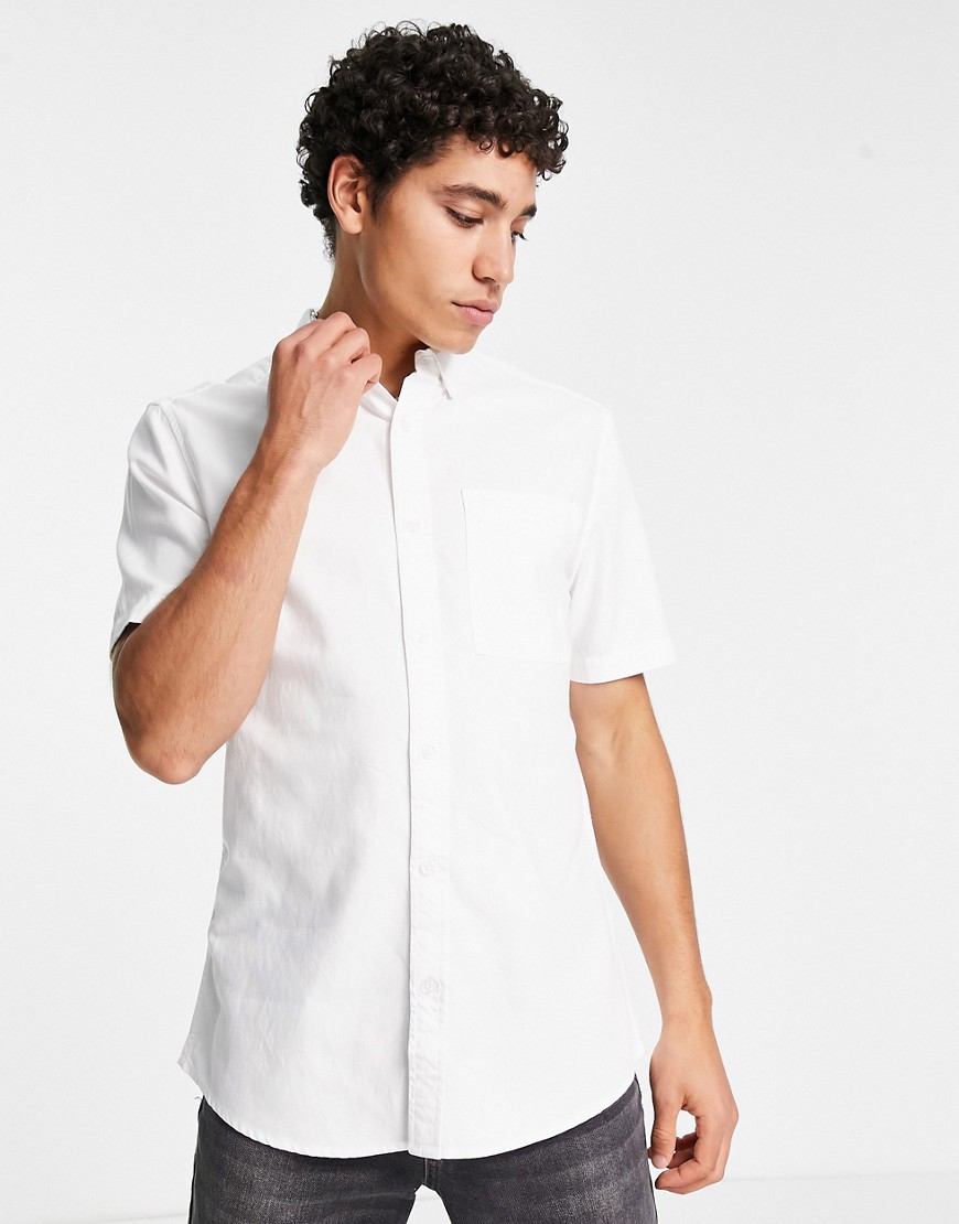 River Island Long Sleeve Twill Smart Shirt In White